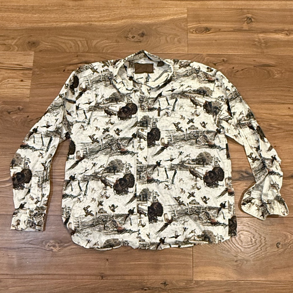 Clearwater Cream Shirt Jacket with Brown turkey  Print